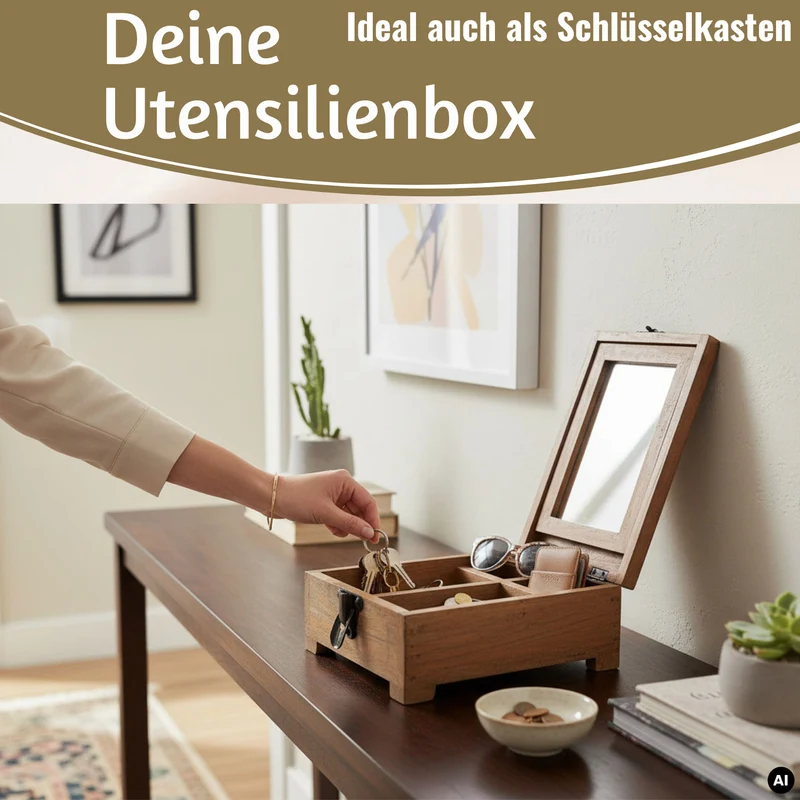 Barber Utensilienbox Teak Holz 22x13cm Rasierbox Schmuckschatulle Schminkbox