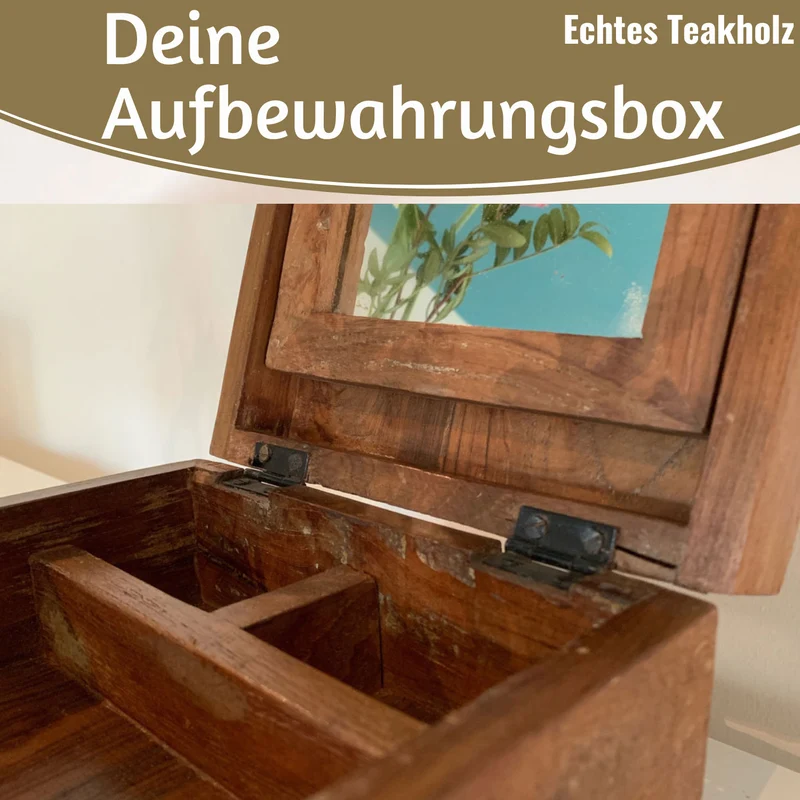 Barber Utensilienbox Teak Holz 22x13cm Rasierbox Schmuckschatulle Schminkbox