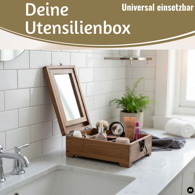 Barber Utensilienbox Teak Holz 22x13cm Rasierbox Schmuckschatulle Schminkbox