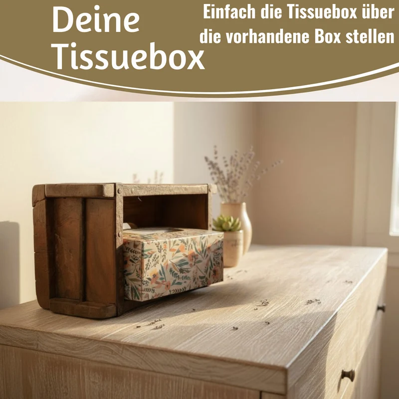 Original Holz Ziegelform 31x15cm Recycelt Tissuebox Kosmetiktuch-Spender Taschentuch