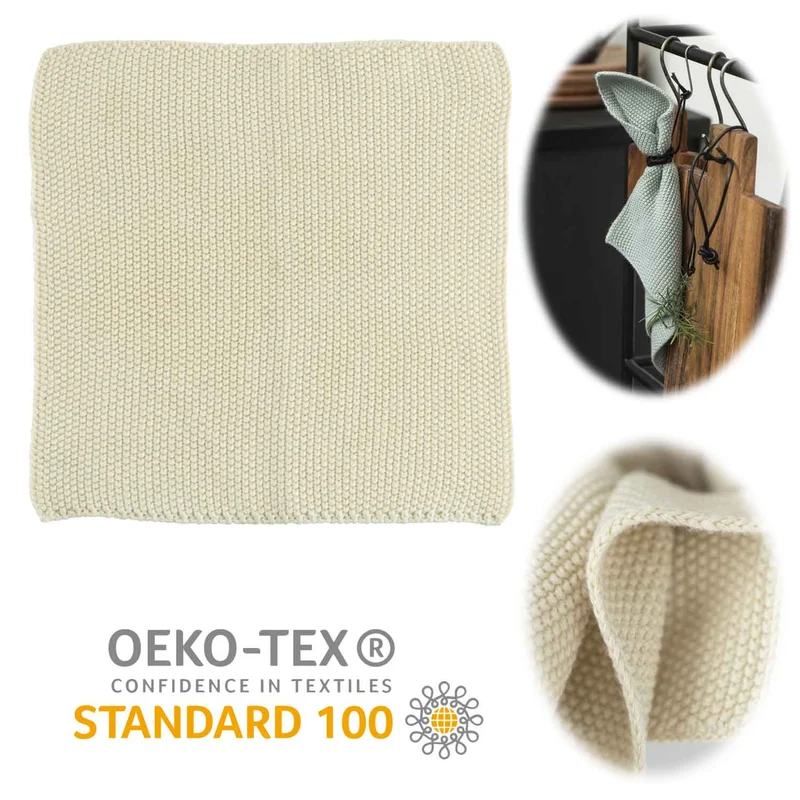 Vintage Spüllappen 25cm Mynte Latte Gestrickt 100% Baumwolle OEKO-TEX 100