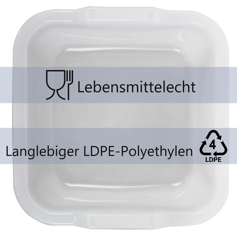 2x Schüssel 11 Liter quadratisch 34x33x16 cm weiß - Lebensmittelecht aus LDPE-Kunststoff - Haushaltsschüssel Waschschüssel Universal Küchenschüssel Spülschüssel Kunststoff Fußbad Pflege - nestbar