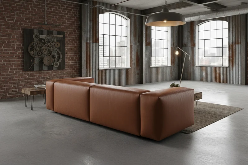 KAWOLA Sofa CELESTE 4-Sitzer Lederfaserstoff cognac