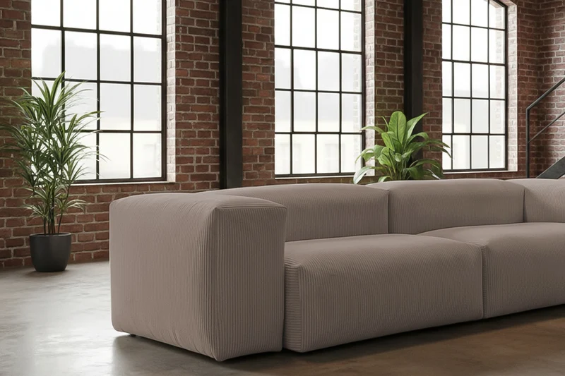 KAWOLA Sofa CELESTE 4-Sitzer Cord taupe