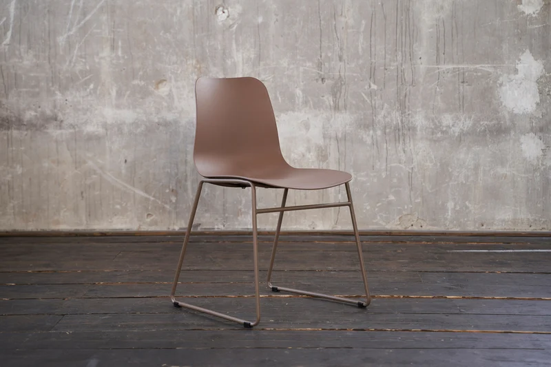 B-Ware KAWOLA Stuhl DENNIS Esszimmerstuhl Kunststoff cognac