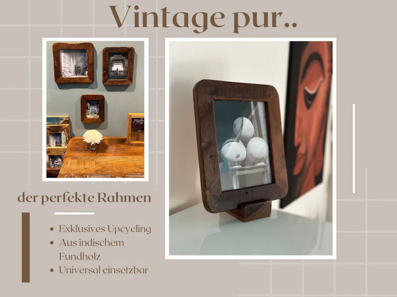 Vintage Bilderrahmen Dehli 20x15cm Fundholz Recycelt Fotorahmen Retro
