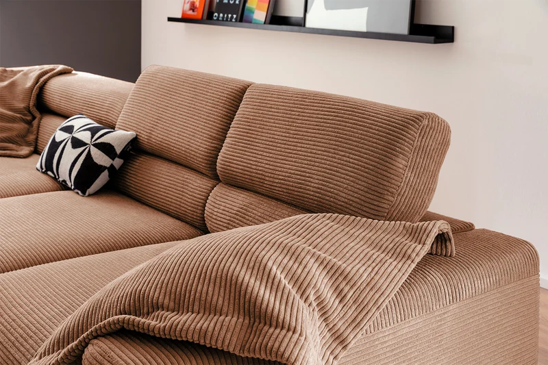 KAWOLA Sofa DELIA Ecksofa Cord rost