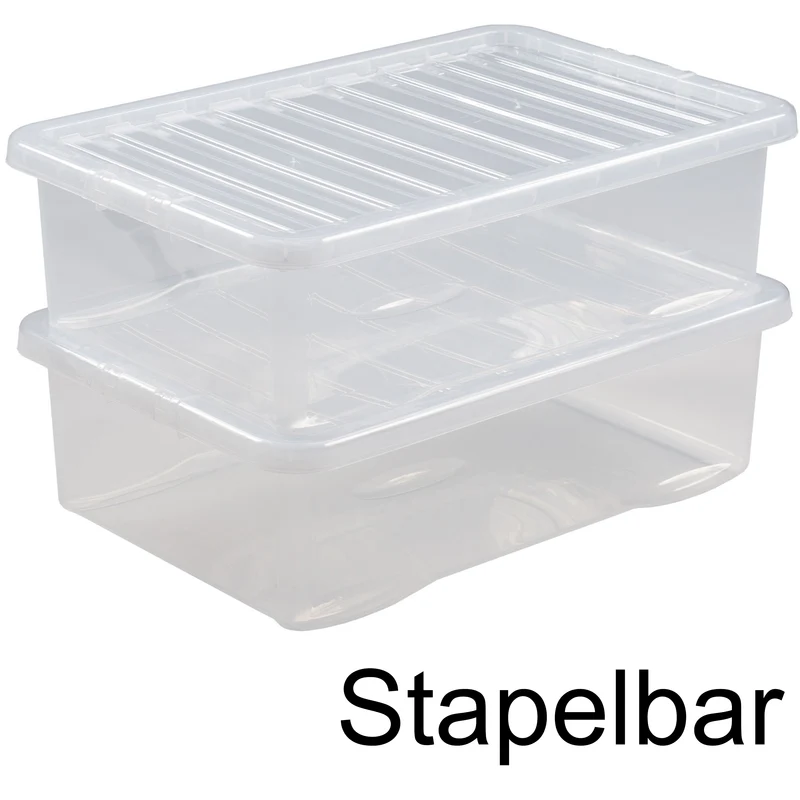 Unterbettkommode Aufbewahrungsbox mit Deckel 32 Liter - 60x40x18cm - transparent stapelbar