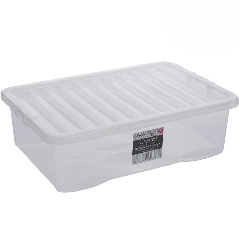 Unterbettkommode Aufbewahrungsbox mit Deckel 32 Liter - 60x40x18cm - transparent stapelbar