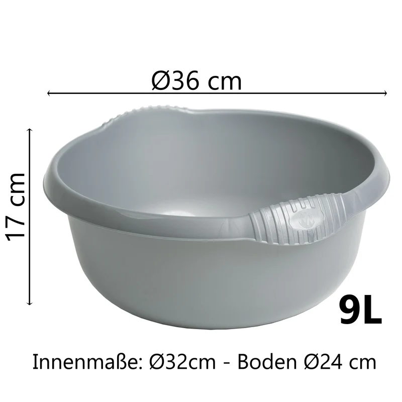 Schüssel rund - 9 Liter - 36 cm - Waschschüssel Spülschüssel Wasserschüssel Lebensmittelecht Kunststoff Spüle Haushaltsschüssel Universal Küchenschüssel Pflege nestbar