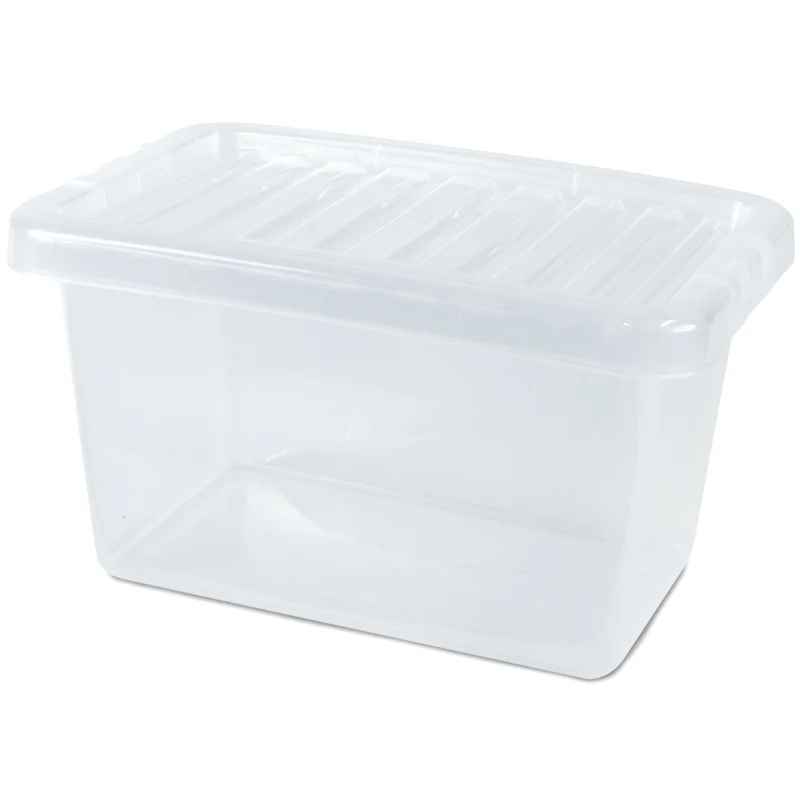 AUFBEWAHRUNGSBOX 18 CM HOCH - 7 Liter - Aufbewahrungsbox mit Deckel - 30x20x18cm - transparent klar - stapelbar - Kunststoff Box Stapelkiste Unterbettkommode Büro