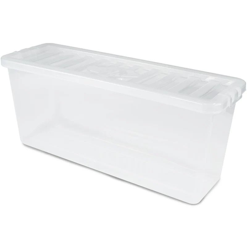 AUFBEWAHRUNGSBOX - für 36 DVDs - Aufbewahrungsbox mit Deckel 1 Stück - 60x20x25cm - transparent klar - stapelbar - Kunststoff Box Stapelkiste Unterbettkommode Büro