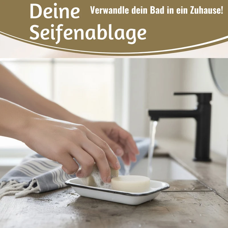 IB Laursen Emaille Seifenschale 2-tlg Weiß 15cm mit Ablauf Altum Seifenablage