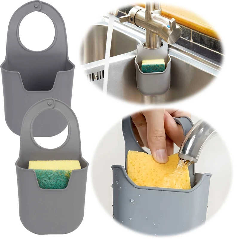 Silikon Schwammhalter 2´er Set Wasserhahn Halterung für Küchenspüle Waschbecken