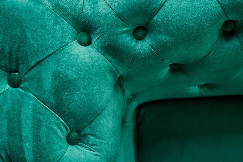 KAWOLA Sofa NARLA Chesterfield 3-Sitzer Velvet grün
