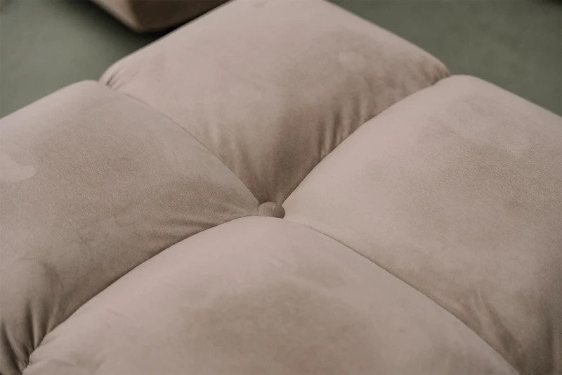 KAWOLA Sitzgruppe VIVIEN Ecksofa Drehsessel Hockerbank Velvet sand