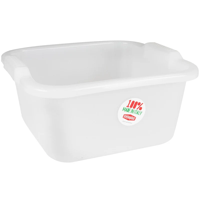 Schüssel 11 Liter quadratisch 34x33x16 cm weiß - Lebensmittelecht aus LDPE-Kunststoff Haushaltsschüssel Waschschüssel Universal Küchenschüssel Spülschüssel Kunststoff Fußbad Pflege - nestbar