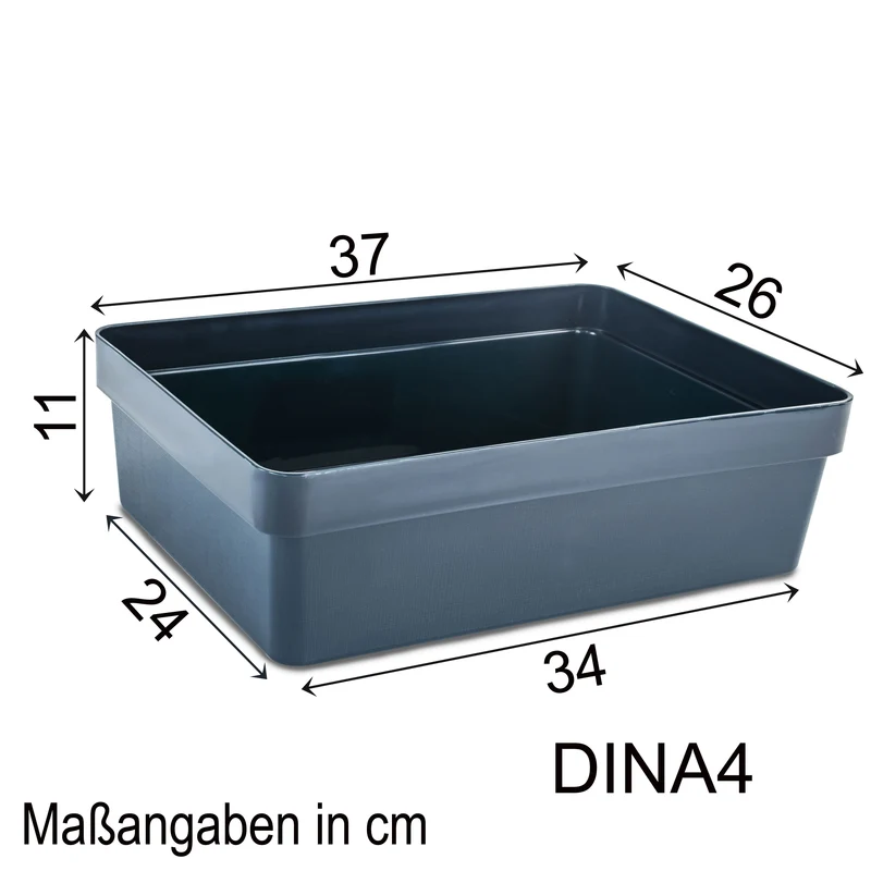 Ordnungsbox - DINA4-Format - 11 cm hoch | 36,5x26x11 cm - 11 Liter - Ordnungskorb Schubladenorganizer Organizerbox Ordnungssystem Kunststoff Aufbewahrung Schrank Bad