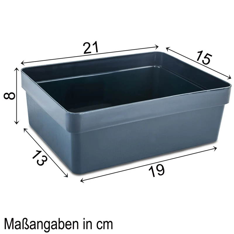 Ordnungsbox - 21x15x8 cm - 2,2 Liter - Ordnungskorb Schubladenorganizer Organizerbox Ordnungssystem Kunststoff Aufbewahrung Schrank Bad