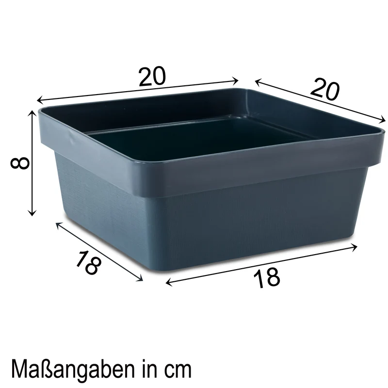 Ordnungsbox - 20x20x8 cm - 2,5 Liter - Ordnungskorb Schubladenorganizer Organizerbox Ordnungssystem Kunststoff Aufbewahrung Schrank Bad