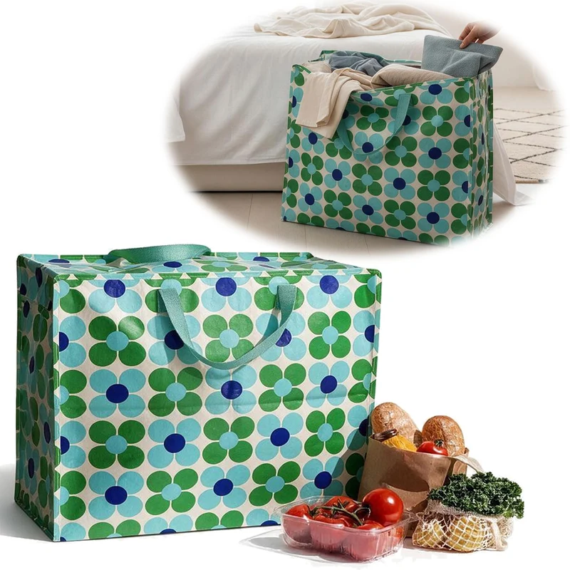 XXL Jumbo Bag Gänseblümchen Blau 55cm Recycelt Kunststoff Aufbewahrungstasche Einkaufstasche