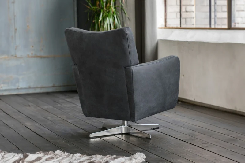 KAWOLA Sessel ALINE Drehsessel Sessel Leder schwarz 68x87x72cm (B/H/T)