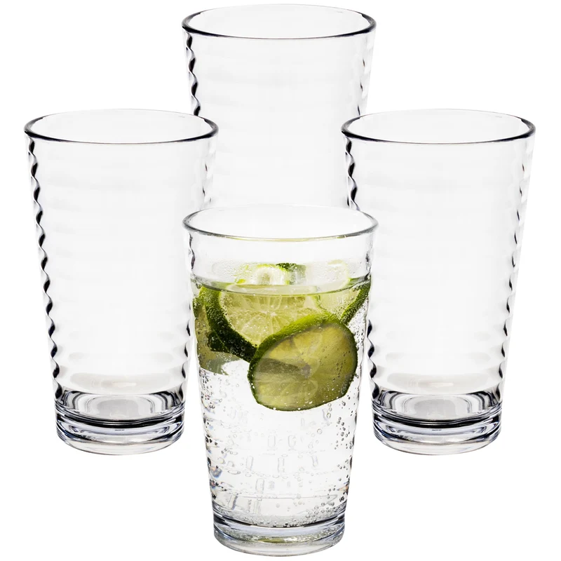 Campingglas aus Acryl 400ml - Trinkglas Acrylglas Kunststoff Wasserglas Camping Garten Echtglasoptik Picknick Becher Kinder Senioren Longdrink Coktail