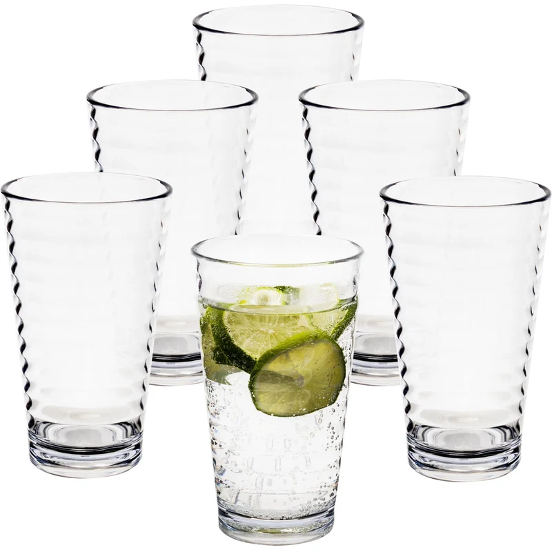 Campingglas aus Acryl 400ml - Trinkglas Acrylglas Kunststoff Wasserglas Camping Garten Echtglasoptik Picknick Becher Kinder Senioren Longdrink Coktail