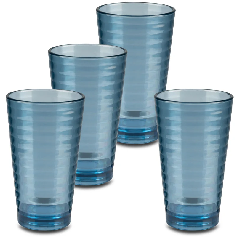Campingglas aus Acryl 400ml - Trinkglas Acrylglas Kunststoff Wasserglas Camping Garten Echtglasoptik Picknick Becher Kinder Senioren Longdrink Coktail