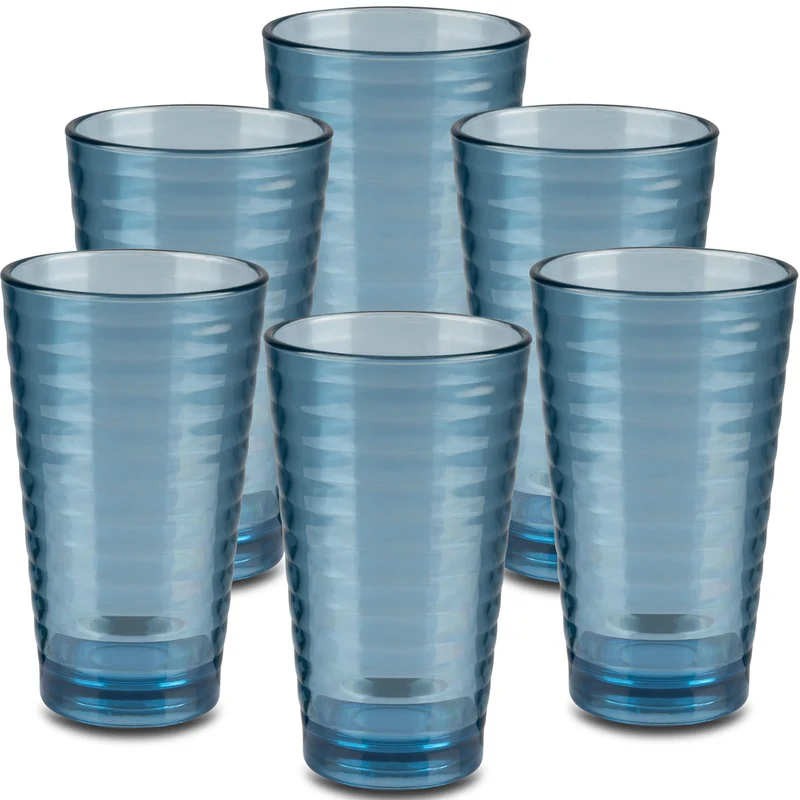 Campingglas aus Acryl 400ml - Trinkglas Acrylglas Kunststoff Wasserglas Camping Garten Echtglasoptik Picknick Becher Kinder Senioren Longdrink Coktail