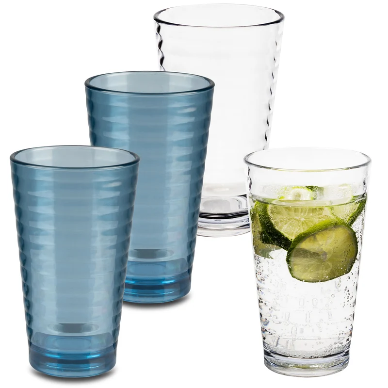 Campingglas aus Acryl 400ml - Trinkglas Acrylglas Kunststoff Wasserglas Camping Garten Echtglasoptik Picknick Becher Kinder Senioren Longdrink Coktail