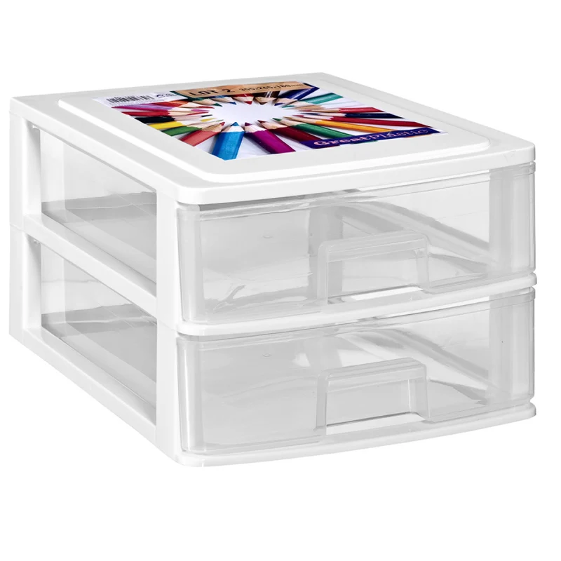 Schubladenbox DIN A4 35,5x26,5 weiss - Kunststoff Schubladen Organizer Drawer Tower Box für Schreibtisch Easy-Pull-System