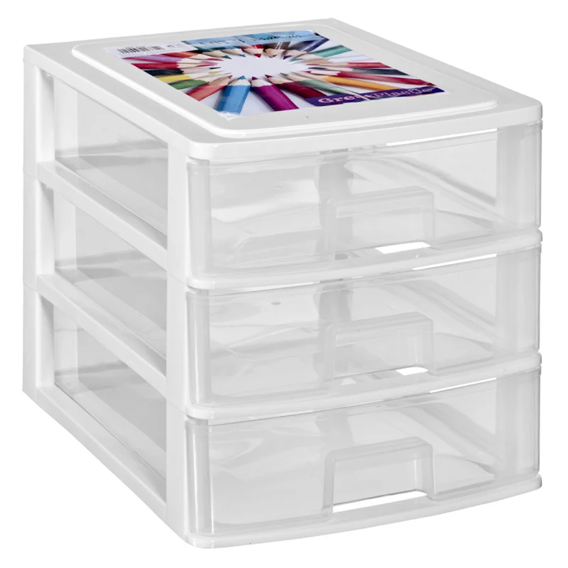 Schubladenbox DIN A4 35,5x26,5 weiss - Kunststoff Schubladen Organizer Drawer Tower Box für Schreibtisch Easy-Pull-System
