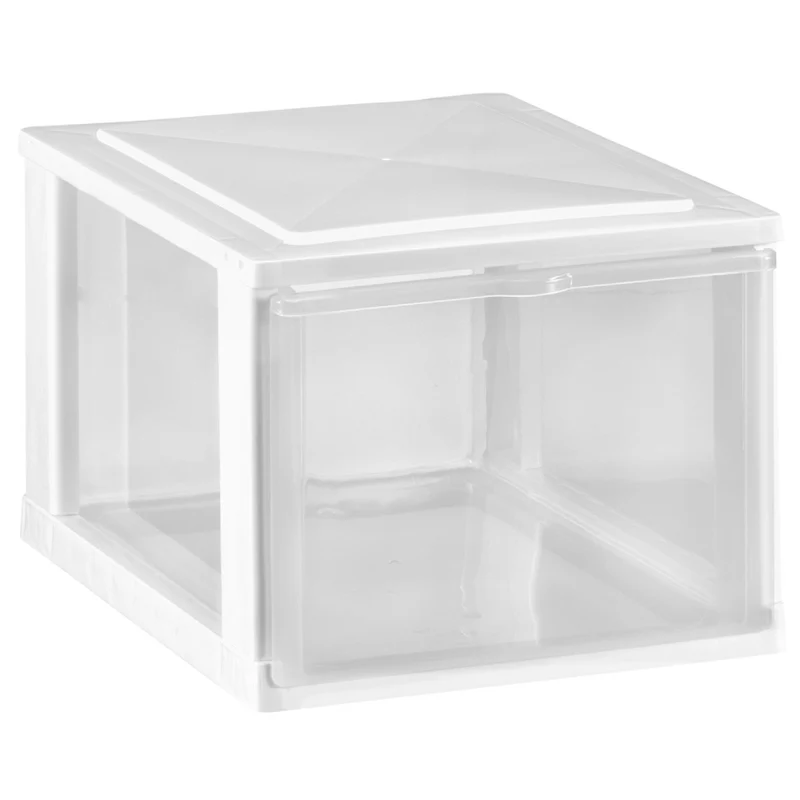 Schubladenbox DIN A4 mit transparenten Schubladen 34,5x26 cm weiss- Kunststoff Drawer Tower Box Organizer für Schreibtisch Easy-Pull-System