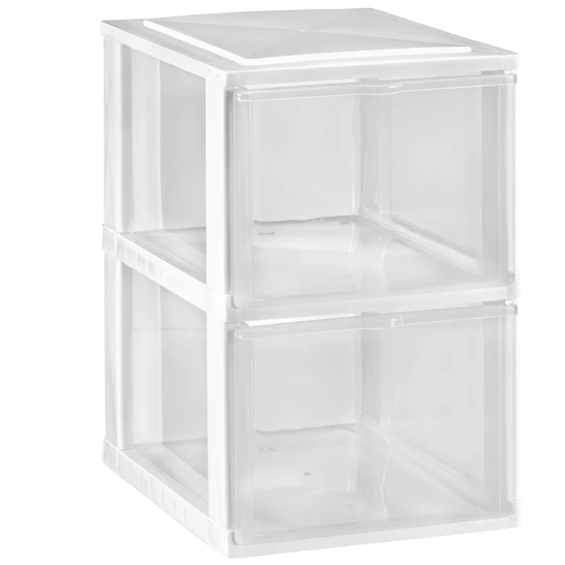 Schubladenbox DIN A4 mit transparenten Schubladen 34,5x26 cm weiss- Kunststoff Drawer Tower Box Organizer für Schreibtisch Easy-Pull-System