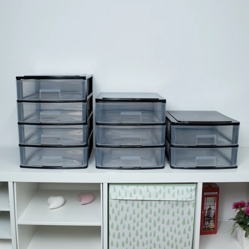 Schubladenbox DIN A4 35,5x26,5 - Kunststoff Drawer Tower Box Organizer für Schreibtisch Easy-Pull-System