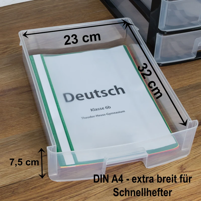 Schubladenbox DIN A4 35,5x26,5 - Kunststoff Drawer Tower Box Organizer für Schreibtisch Easy-Pull-System
