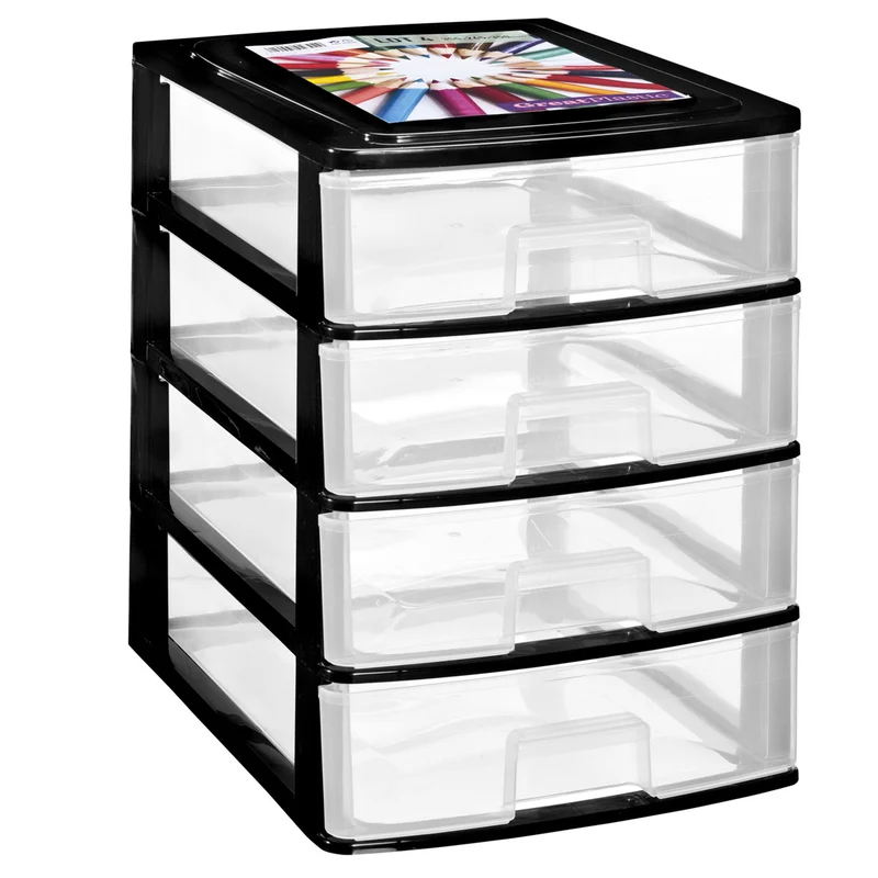 Schubladenbox DIN A4 35,5x26,5 - Kunststoff Drawer Tower Box Organizer für Schreibtisch Easy-Pull-System