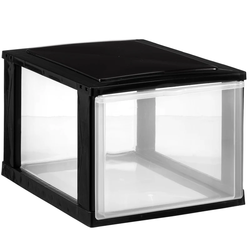 Schubladenbox DIN A4 mit transparenten Schubladen 34,5x26 cm - Kunststoff Drawer Tower Box Organizer für Schreibtisch Easy-Pull-System