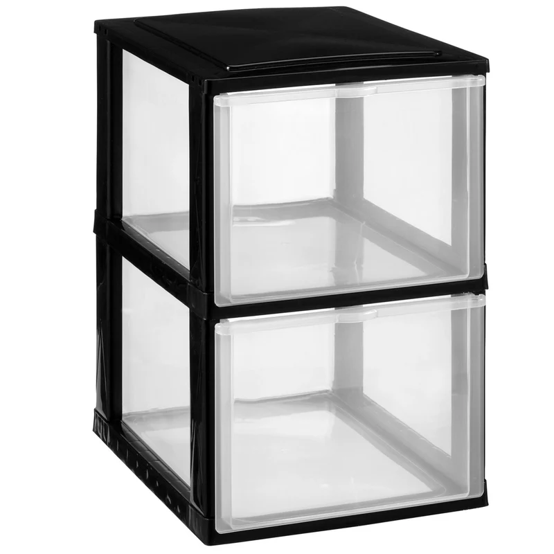 Schubladenbox DIN A4 mit transparenten Schubladen 34,5x26 cm - Kunststoff Drawer Tower Box Organizer für Schreibtisch Easy-Pull-System