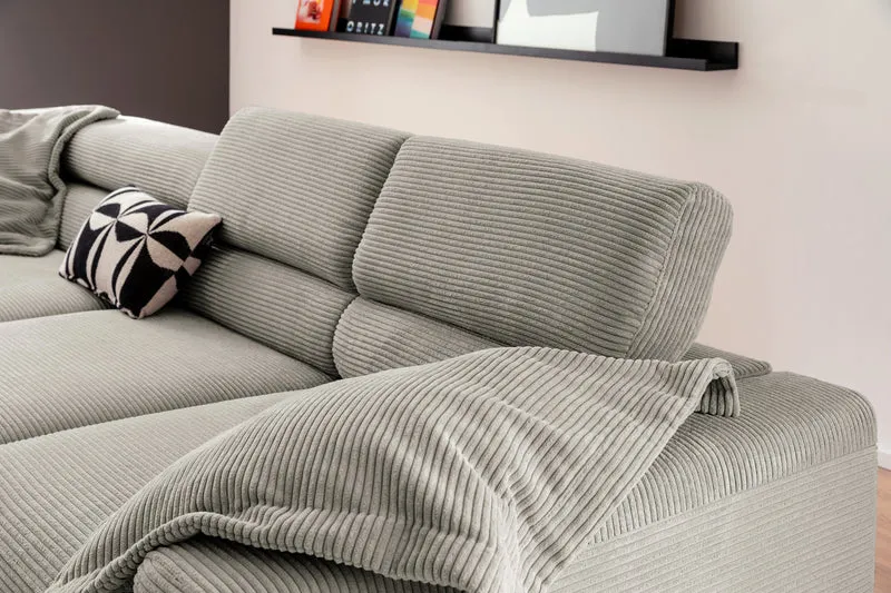 KAWOLA Sofa DELIA Ecksofa Cord steingrau