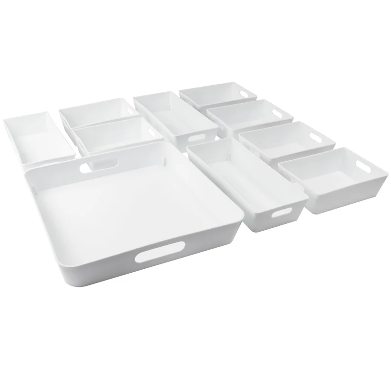 Schminktisch Schubladen Organizer 5 cm hoch - 10 Teile - Boxen in 3 Größen Ordnungssystem - Set - 55x58 cm - Aufbewahrungsbox Box Schubladeneinsatz