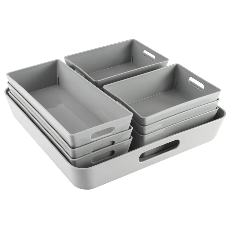 Schminktisch Schubladen Organizer 5 cm hoch - 10 Teile - Boxen in 3 Größen Ordnungssystem - Set - 55x58 cm - Aufbewahrungsbox Box Schubladeneinsatz