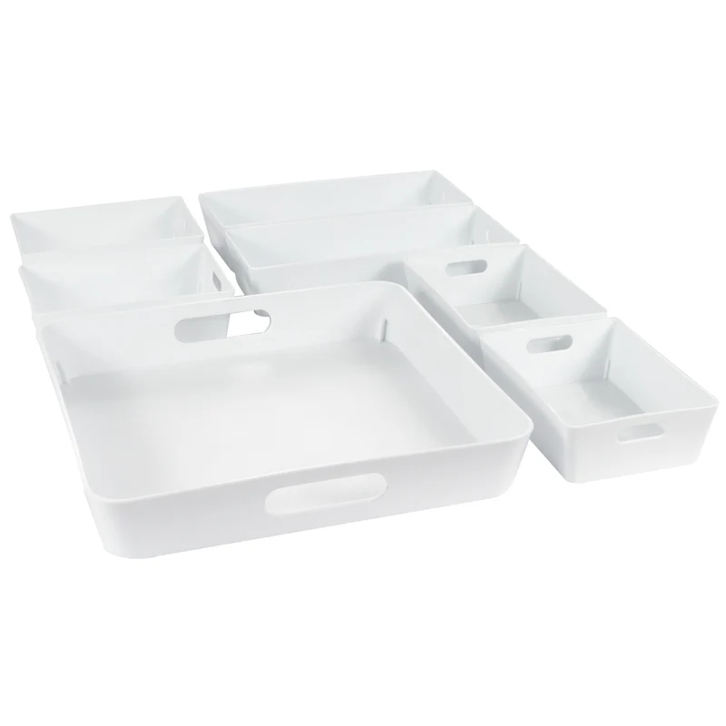 Schubladen Organizer Set 5 cm hoch - 7 Teile - 54x42 cm Boxen in 3 Größen - Ordnungssystem - Aufbewahrungsbox Box