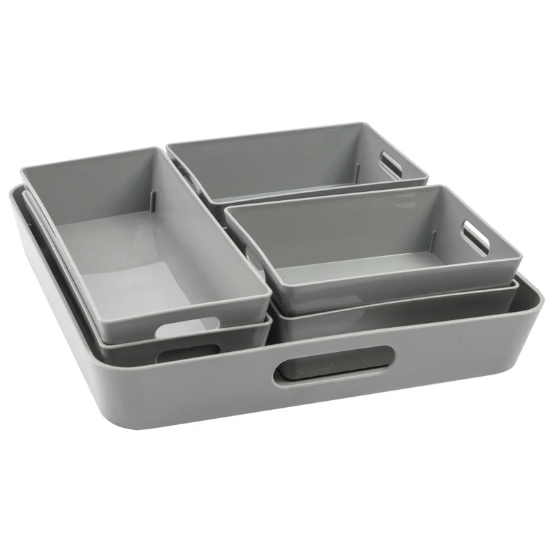 Schubladen Organizer Set 5 cm hoch - 7 Teile - 54x42 cm Boxen in 3 Größen - Ordnungssystem - Aufbewahrungsbox Box