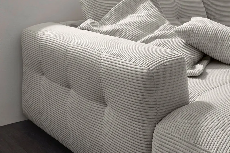 KAWOLA Sofa MIKA Ecksofa Cord hellgrau
