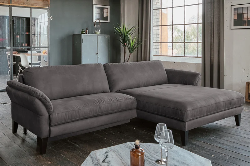KAWOLA Sofa MALTA Ecksofa Stoff anthrazit