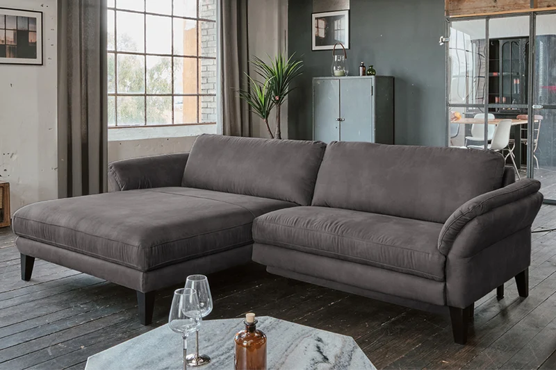 KAWOLA Sofa MALTA Ecksofa Stoff anthrazit