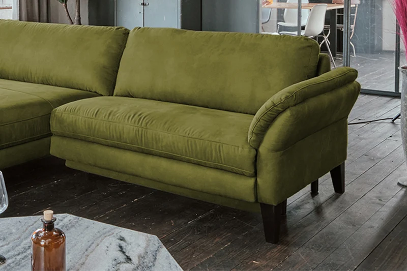 KAWOLA Sofa MALTA Ecksofa Stoff moosgrün