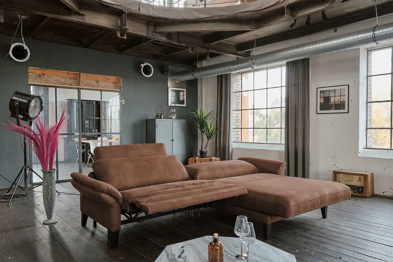 KAWOLA Sofa MALTA Ecksofa Stoff braun